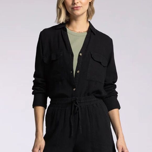 THREAD AND SUPPLY - FARRAH SHIRT in Black - Picture 1 of 6